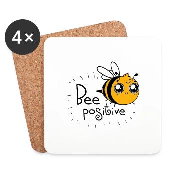 Bee Positive - Dessous de verre (lot de 4) - blanc - Devant