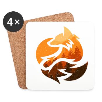 Fuchs Tierdesign Geschenke - Untersetzer (4er-Set) - Weiß - Vorne