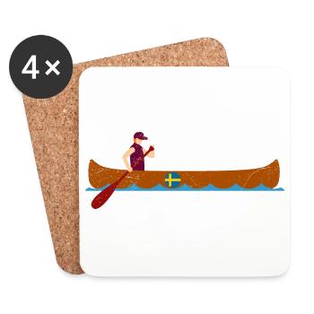Canoë Canoë Suède Idée cadeau drôle - Dessous de verre (lot de 4) - blanc - Devant