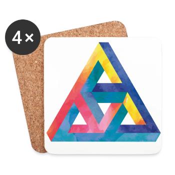 Triangle d'illusion d'optique Escher - Dessous de verre (lot de 4) - blanc - Devant
