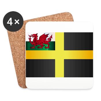 Drapeau de Saint David du Pays de Galles - Dessous de verre (lot de 4) - blanc - Devant