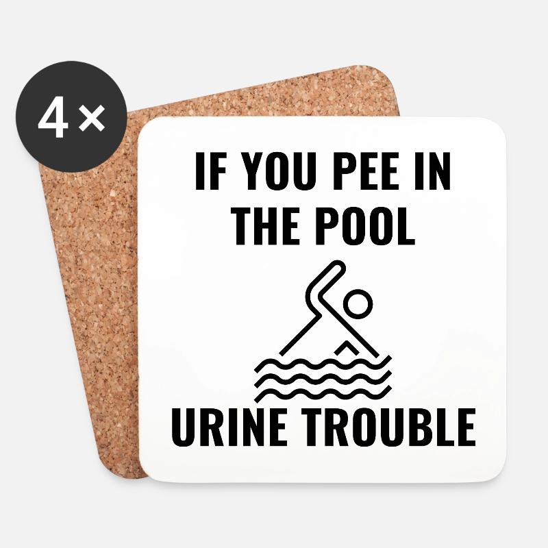 Don't 'PEE in the POOL! - Untersetzer (4er-Set) - Weiß