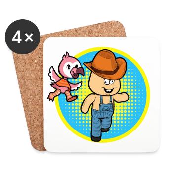 Flamingo Chases Hick - Coasters (set of 4) - white - Front