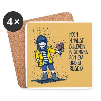 Low German Good luck for your birthday - op Platt - Coasters (set of 4) - white - Front