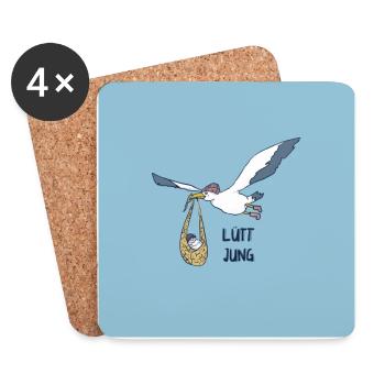 Birth Low German congratulations on the birth - Coasters (set of 4) - white - Front