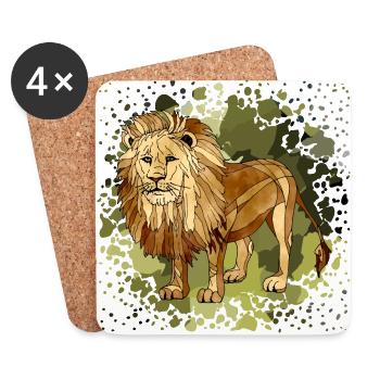 Lion - Dessous de verre (lot de 4) - blanc - Devant