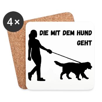 Die mit dem Hund geht - Untersetzer (4er-Set) - Weiß - Vorne