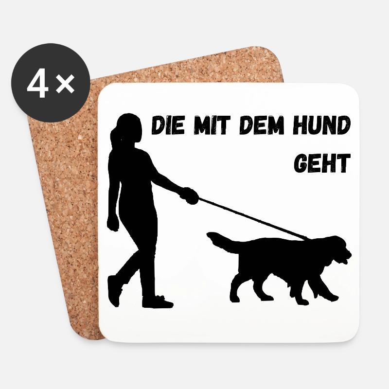 Die mit dem Hund geht - Untersetzer (4er-Set) - Weiß