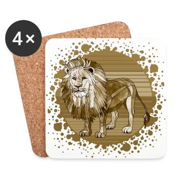 Lion - Dessous de verre (lot de 4) - blanc - Devant