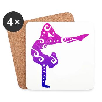 Cadeau de pose de yoga gymnaste fille gymnaste - Dessous de verre (lot de 4) - blanc - Devant