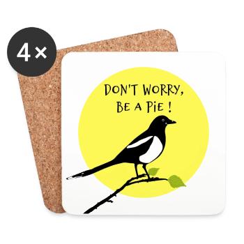 DON'T WORRY, BE A PIE ! - Dessous de verre (lot de 4) - blanc - Devant
