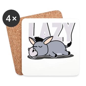 Lazy donkey slacker gift - Coasters (set of 4) - white - Front