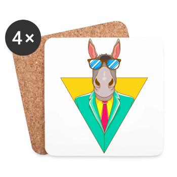 Âne d'affaires cool avec des lunettes de soleil - Dessous de verre (lot de 4) - blanc - Devant