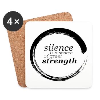 Le silence est une source de grande force - Dessous de verre (lot de 4) - blanc - Devant