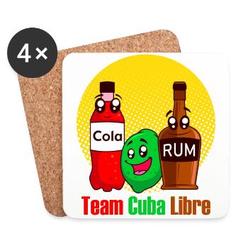 Team Cuba Libre Rum Cola Party Longdrink Getränk - Untersetzer (4er-Set) - Weiß - Vorne