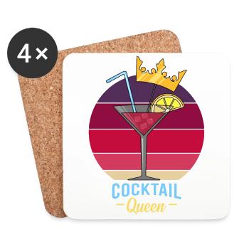 Cocktail Queen Party Hard mit Krone Cosmopolitan - Untersetzer (4er-Set) - Weiß - Vorne