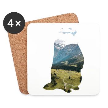 Double exposure animals alpine marmot gift - Coasters (set of 4) - white - Front