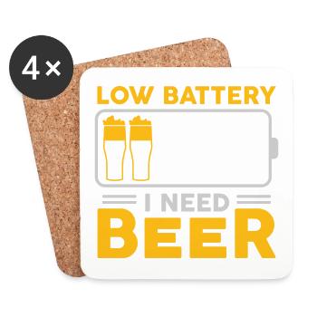 Low Battery I need Beer Bier Party - Coasters (set of 4) - white - Front