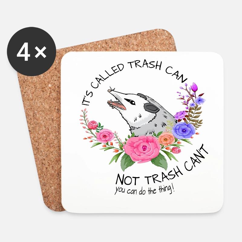 Opossum mit Blumen Tee - Untersetzer (4er-Set) - Weiß