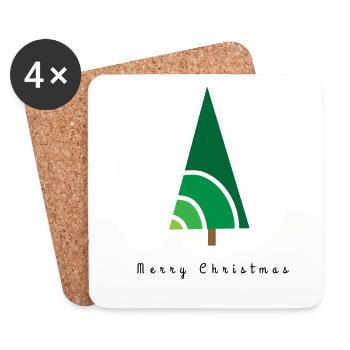 Merry Christmas, Merry Christmas, Frohe Weihnachten - Coasters (set of 4) - white - Front