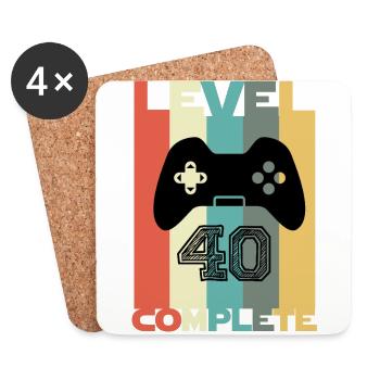 40. Geburtstag Retro Gamer Level 40 abgeschlossen - Untersetzer (4er-Set) - Weiß - Vorne
