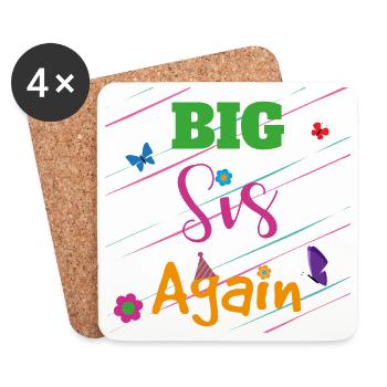 Big Brother Big Sister Big Sis Again Cadeau - Dessous de verre (lot de 4) - blanc - Devant