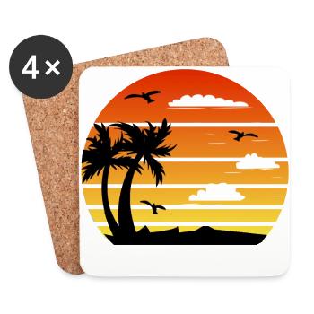 Coucher de Soleil Plage - Dessous de verre (lot de 4) - blanc - Devant