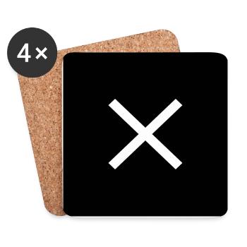 Cross white on black - Coasters (set of 4) - white - Front