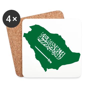 Saudi Arabia Map And Flag - Coasters (set of 4) - white - Front