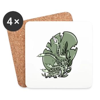 Green snakes - Coasters (set of 4) - white - Front