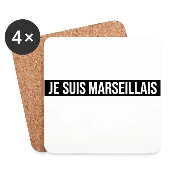 je suis Marseillais Marseille ville sud France - Dessous de verre (lot de 4) - blanc - Devant