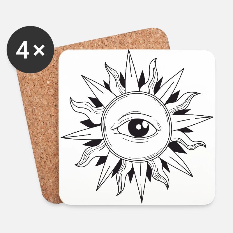 Augen in der Mitte einer Sonne - Untersetzer (4er-Set) - Weiß