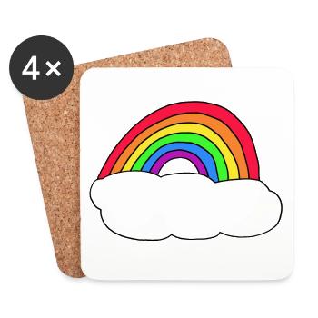 Regenbogen Wolke Eigener Text - Untersetzer (4er-Set) - Weiß - Vorne