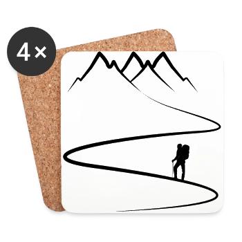 Berge - Weg - wandern - Spur - Kurven - Untersetzer (4er-Set) - Weiß - Vorne