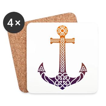 Keltisches Symbol Anker Tribal Tattoo Geschenkidee - Untersetzer (4er-Set) - Weiß - Vorne