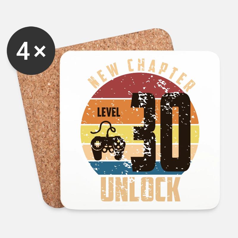 New Chapter Level 30 Unlock Retro 30. Geburtstag - Untersetzer (4er-Set) - Weiß