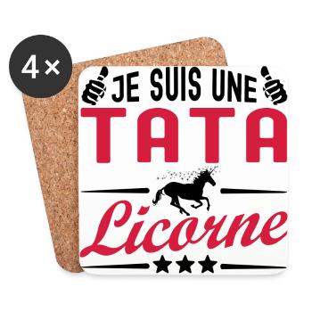 je suis une tata licorne - Dessous de verre (lot de 4) - blanc - Devant