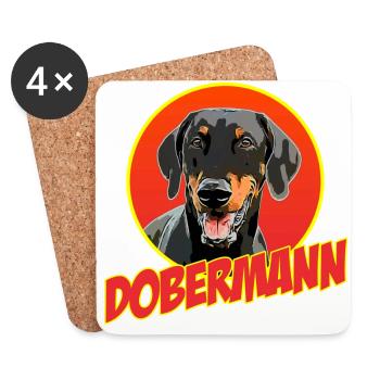 Dobermann - Untersetzer (4er-Set) - Weiß - Vorne