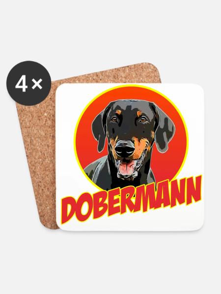 Dobermann - Untersetzer (4er-Set) - Weiß