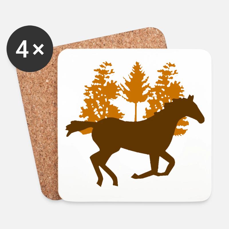 Pferd - Untersetzer (4er-Set) - Weiß