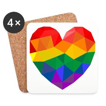 CŒUR D’ARC-EN-CIEL - Dessous de verre (lot de 4) - blanc - Devant