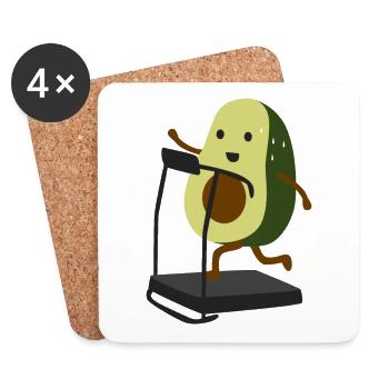 Avocado-Laufband-Läufer Workout Lustiges Geschenk - Untersetzer (4er-Set) - Weiß - Vorne