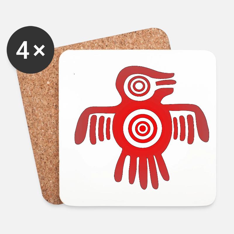Aztekischer Vogel - Untersetzer (4er-Set) - Weiß