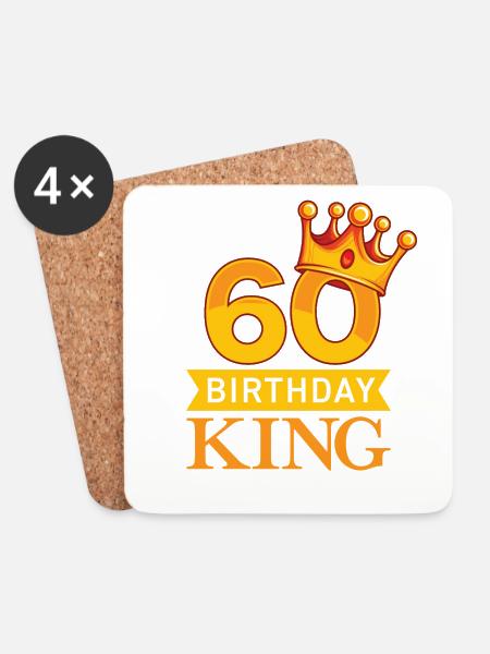 60 Jahre Birthday King - Untersetzer (4er-Set) - Weiß