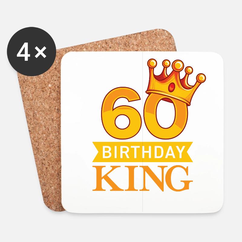 60 Jahre Birthday King - Untersetzer (4er-Set) - Weiß