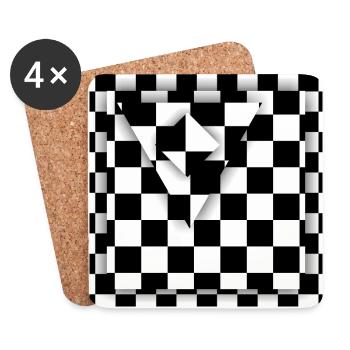 Game board checkered - Coasters (set of 4) - white - Front