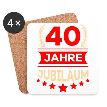 40 Dienstjubiläum 40 Dienst Jahre Geschenk - Untersetzer (4er-Set) - Weiß - Vorne