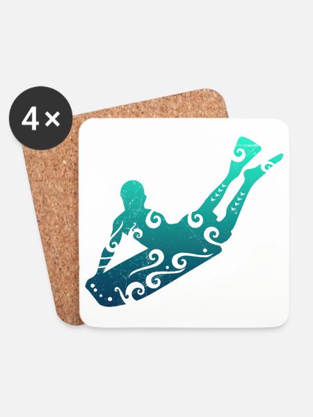 Maori Bodyboarding Surfer Polynesian Tribal Tattoo - Untersetzer (4er-Set) - Weiß