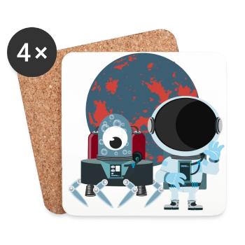 Space Travel with Astronaut - Coasters (set of 4) - white - Front