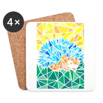 Hedgehog polygon abstract art - Coasters (set of 4) - white - Front